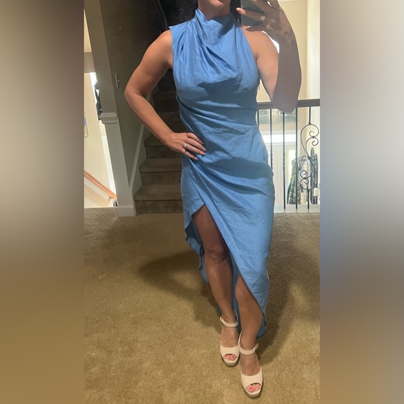 ASOS asymmetric blue dress size US 4 backless - Picture 3 of 3